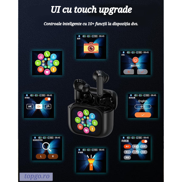 Căști  Touchscreen Smart Pro A9 ANC+ENC  Bluetooth 5.4, cu reducere activa a zgomotului